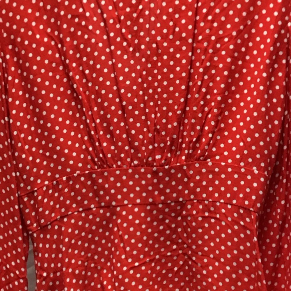 NWT Free People Red and White Polka Dot Fitted Blouse - Picture 8 of 14